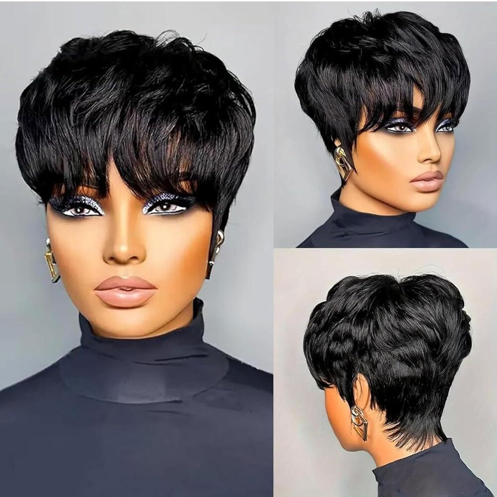 Pixie Cut Wig Human Hair Pixie Cut Wigs For Black… - image 1